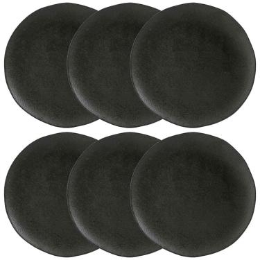 Imagem de Conjunto com 6 Pratos Rasos Porto Brasil Orgânico Carbon em Stoneware 26,5cm – Preto