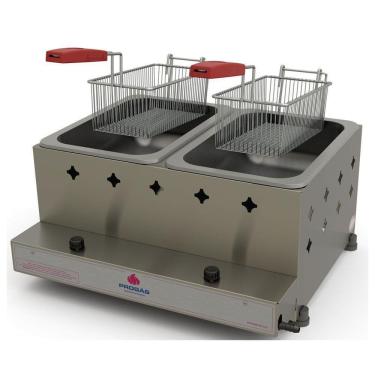 Imagem de Fritadeira Profissional a Gás Progás Inox 2 Cubas 10 Litros PR-20G