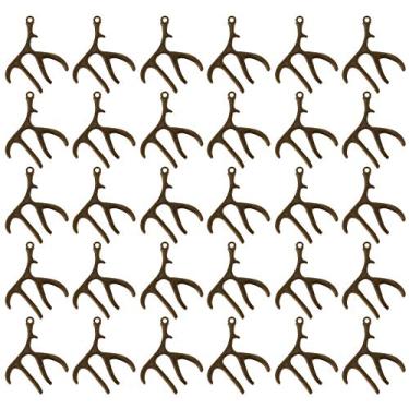 Imagem de 30 Unidades Pingente De Chifre Charme De Rena De Liga Ornamento Vintage Contas De Charme Fulvo Charme Animal Da Floresta Charme De Veado Jóias Vintage Joia Coreana Joalheria Colar