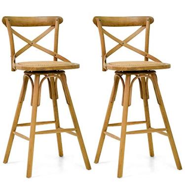 Imagem de Kit 02 Banquetas Bistrô Gourmet Para Cozinha Blair Base Giratória Oak - Gran Belo