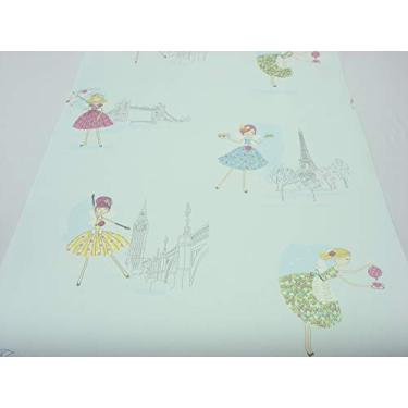 Imagem de Papel de Parede - Azul Claro com desenhos de Bailarinas - Rolo com 10m x 53cm - LMS-PPD-A5012