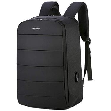 Imagem de Mochila de ombro impermeável de pano oxford bolsa masculina multifuncional USB à prova de choque respirável e mochila para computador