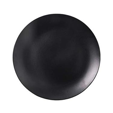 Imagem de SOCOSY Placa de jantar de cerâmica criativa/prato de sobremesa/prato de aperitivo/prato de salada/placa de bife/prato de serviço para cozinha de festa - 25,4 cm, Preto, 1