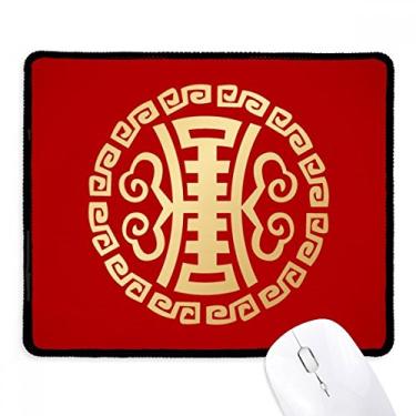 Imagem de Tapete de borracha para jogos com estampa de nuvem da China em ouro redondo