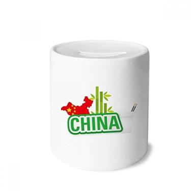 Imagem de DIYthinker China Mapa de bambu verde China Town caixa de dinheiro caixa de cerâmica porta-moedas presente de cofrinho