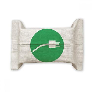 Imagem de Cabo de carregamento verde com padrão de cabo de papel para lenços faciais, saco de linho de algodão