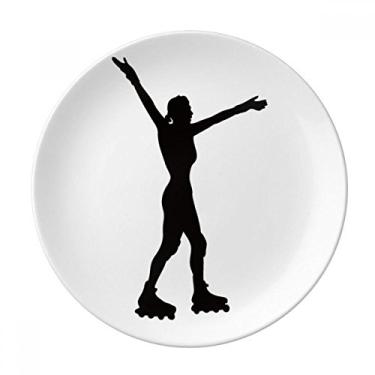 Imagem de Prato de patinação esportiva preto decorativo de porcelana Salver louça de jantar
