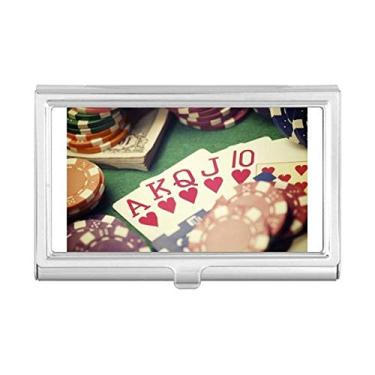Imagem de Hearts Flush Poker Gambling Foto Porta-cartões de visita, caixa de bolso