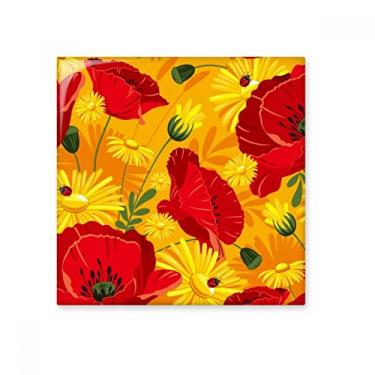 Imagem de Pintura de plantas em tela com flores de milho azulejo de cerâmica brilhante decalque de pedra adornada de tijolos vitrificados