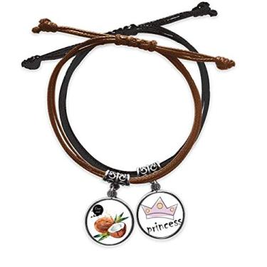Imagem de DIYthinker Pulseira de couro princesa com corrente de mão e corrente de couro saborosa da Coconut Fruit Tasty