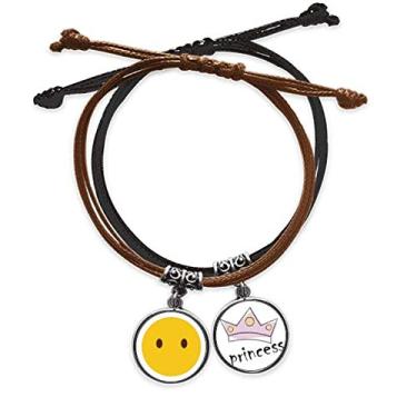 Imagem de DIYthinker Pulseira de couro de princesa com corrente de mão com olhos amarelos e rosto de chat online