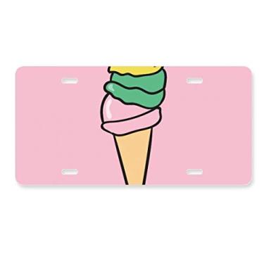 Imagem de DIYthinker Placa de carro amarela verde rosa doce sorvete decoração de carro acessório de aço inoxidável