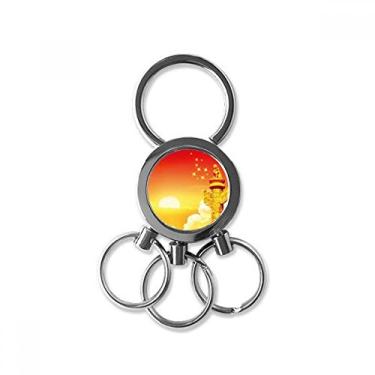 Imagem de DIYthinker Sun Star Ornamental Coluna Bandeira de Aço Inoxidável Chaveiro Chaveiro Carro Chaveiro Presente