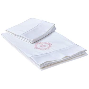 Imagem de Biramar Baby Lencol Carrinho 3 Pcs Percal 300 Fios Vineyard Rosa Rosa