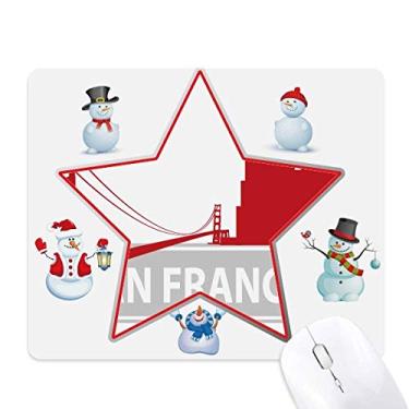 Imagem de Mouse pad com estrela do boneco de neve de San Francisco America Country City Outline mas