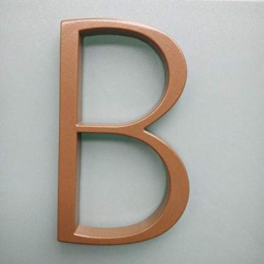 Imagem de Número de casa flutuante dourado 3D de 12,7 cm 0-9 letra AB, placas de porta com alfabeto digital para domicílio ao ar livre, montagem com parafuso, à prova d'água, antiferrugem