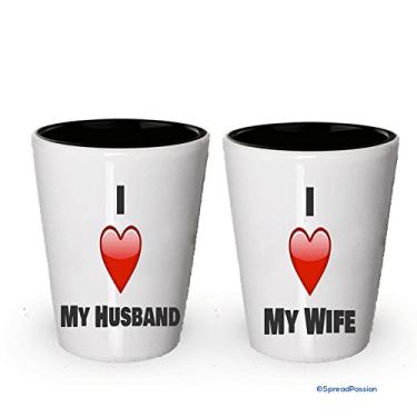 Imagem de Copo de shot I Love My Husband and Wife – Presentes para marido e esposa (2, casais)