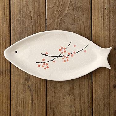 Imagem de GUIPAIHAI Prato de peixe de 40,64 cm de prato japonês, utensílio de mesa, cor esmaltada, hotel, restaurante, placa de cerâmica doméstica grande prato de peixe (cor: vermelho)