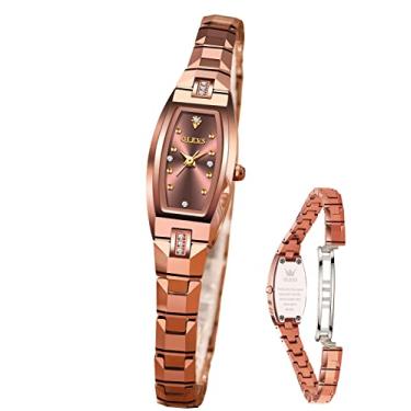 Imagem de OLEVS Relógios femininos ouro rosa vestido elegante relógio feminino diamante cerâmica quartzo data à prova d'água luminoso relógios de pulso feminino presente de dia dos namorados,