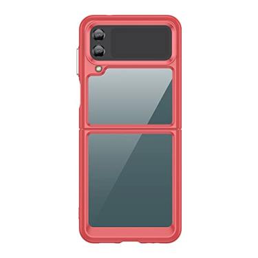 Imagem de Para Samsung Z Flip4 Case Silicone Transparente Para Samsung Z Flip 4 Case TPU Capa de telefone para Z Flip4 Cover Protector, vermelho, para Z Fold 4