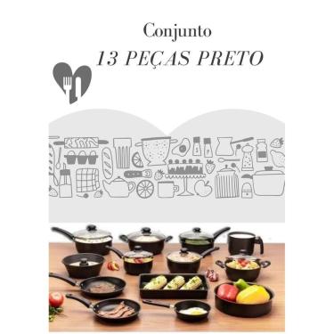 Imagem de Kit 13 Panelas Preto Moderno Sofisticado Antiaderente