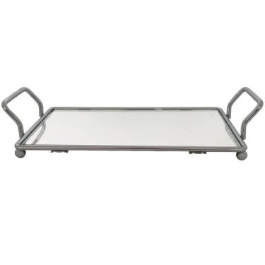 Imagem de Bandeja Decorativa Espelhada para Aparador Banheiro Bar Perfumes Aço Inox Duler 10,5 x...