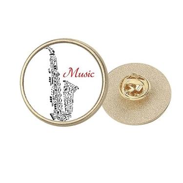 Imagem de Broche de metal dourado redondo para ouvir música clássica ilustrada, Medium, não aplicar