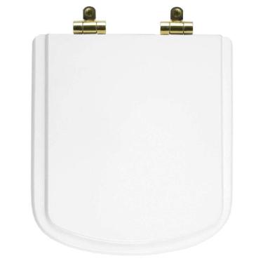 Imagem de Assento Sanitário Poliéster Soft Close Bali Branco para vaso Incepa com Ferragem Dourada