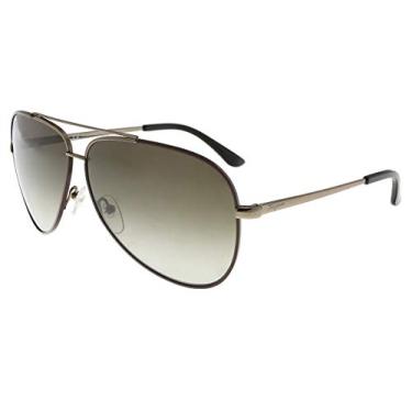 Imagem de Salvatore Ferragamo SF131S-211 Brown Enamel Aviator Dark Brown Lens Metal Sunglasses