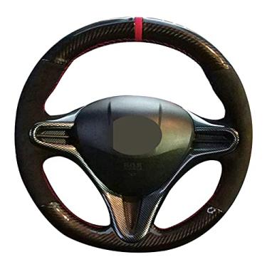 Imagem de Capas de volante em couro de microfibra preta costuradas na embalagem, próprias para Honda Old Civic 2004 a 2011 (3 raios) Civic 8 2006 a 2009