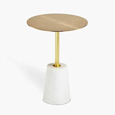Imagem de Mesa lateral moderna com destaque lateral mesa de canto lateral estilo industrial sofá de ferro de cimento mesa lateral sala de estar varanda pequena mesa redonda, mesa de centro de 40 cm × 50 cm para sala de estar (cor: B)