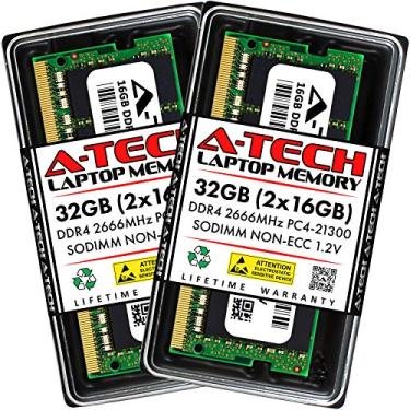 Imagem de Módulos de memória RAM para notebook A-Tech 32GB (2x16GB) DDR4 2666MHz PC4-21300 (PC4-2666V) CL19 SODIMM 1,2 V 260 pinos não-ECC SO-DIMM