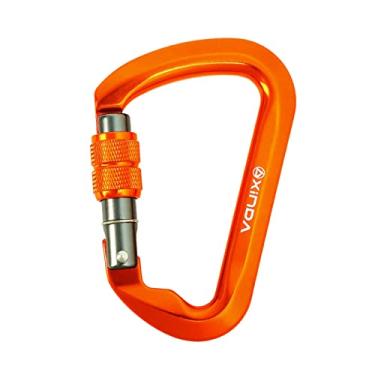 Imagem de menolana Clipe de Mosquetão, em Liga de Alumínio em Forma de D, Resistente, Leve, Resistente, para Mosquetões para Equipamentos Ao Livre, Balanço, Ca, Bloqueio de parafuso de cor laranja