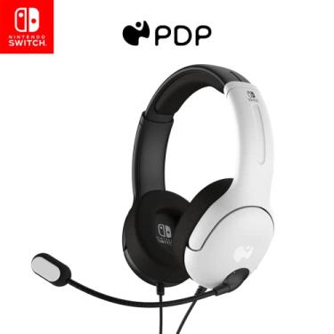 Imagem de Fone de ouvido estéreo com fio para Nintendo Switch/Switch Lite/Switch PDP Gaming LVL40, OLED, preto e branco
