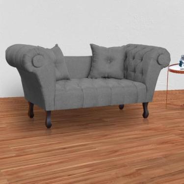 Imagem de LM DECOR, Namoradeira Estofada Para Salão de Beleza Dubai Linho Cinza - LM DECOR