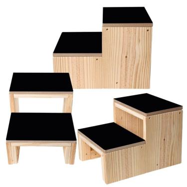 Imagem de Escadinha Escada 2 Degraus Reforçada Maca Depilação Madeira