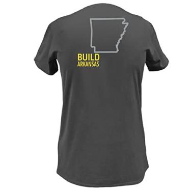 Imagem de John Deere Camiseta feminina com gola V e contorno do estado dos EUA e Canadá Build State Pride, Arkansas, XG