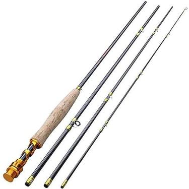 Imagem de Vara de pesca com mosca de alto desempenho, 4 peças, ação rápida, fibra de carbono im8, vara de pesca com mosca, para pesca em água doce-preta. Vara de pesca e molinete, cobre