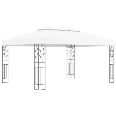 Imagem de Gazebo ao ar livre, gazebo de pátio, tenda para eventos ao ar livre, para jardim, praia, quintal, terraço, gazebo com teto duplo, 300 x 400 cm, branco (branco 300 x 400 cm (largura x P))