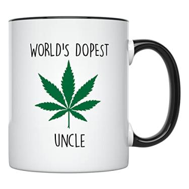 Imagem de YouNique Designs Caneca de cannabis – Caneca de café portátil 325 ml anúncio engraçado de gravidez promovido ao tio Caneca, presentes de tio de sobrinha, sobrinho, funculo, presentes de maconha,