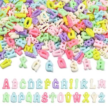 Imagem de KitBeads 1050 peças de pingentes de letras de acrílico aleatórias, pingentes de alfabeto colorido, Kawaii, opaco, ABC, para fazer joias, pulseiras a granel