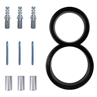 Imagem de Números de casa modernos flutuantes de 12,7 cm, número de endereço residencial de liga de zinco Deamos para fora da casa com acabamento de tinta reflexiva preto, suporte flutuante ou montagem embutida