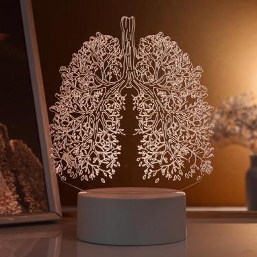 Imagem de Luminária led 3d, abajur de mesa, pulmão de galhos