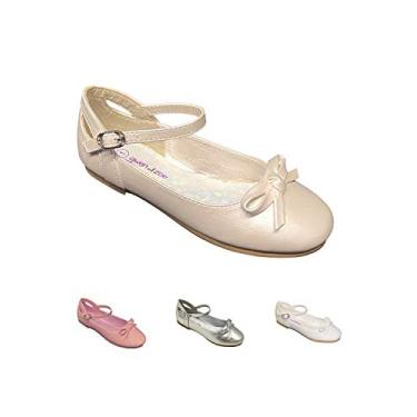 Imagem de Gwen & Zoe Sapatilhas femininas para casamentos, Natal, primeira comunhão, Páscoa, florista – Sapatilhas para meninas grandes e pequenas, crianças, sapatilhas de balé com alça, Marfim, 1 Big Kid