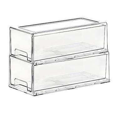 Imagem de Gaveta de armazenamento empilhável SIMPEXPE, organizador de alimentos de plástico removível para geladeira, prateleira de despensa, organização de geladeira, armário de cozinha, banheiro, armário de