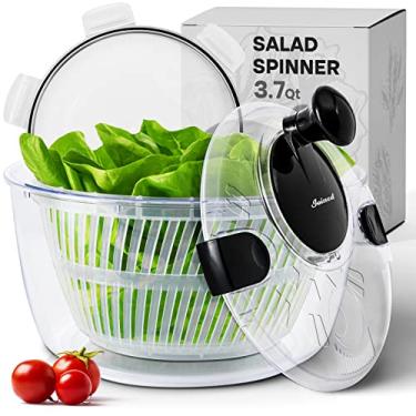 Imagem de Joined Girador de salada com tampa de armazenamento, ralo, tigela e escorredor - Spinner de alface multiuso rápido e fácil, secador de legumes, lavador de frutas, spinner de macarrão e batatas fritas