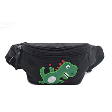 Imagem de Pochete infantil de dinossauro fofa, bolsa de cintura pequena, bolsa transversal para meninas e meninos, B-lack, one size