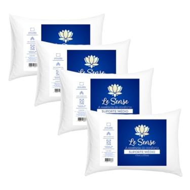 Imagem de Kit 4 Travesseiros Antialérgicos Le Sense Suporte Médio Lavável