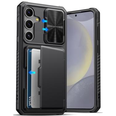 Imagem de ATATOO Capa carteira para Samsung Galaxy S24+ Plus, suporte de cartão integrado (loja de 4 a 5 cartões) e capa de câmera deslizante, proteção de nível militar, capa de silicone resistente para Galaxy