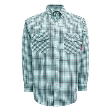 Imagem de KONRECO Camisetas masculinas FR 100% algodão 184 g resistentes ao fogo leves xadrez para trabalho, Verde cristal, XXG
